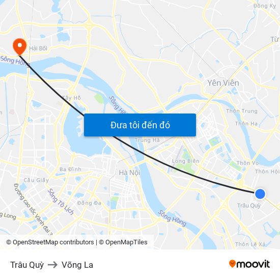 Trâu Quỳ to Võng La map