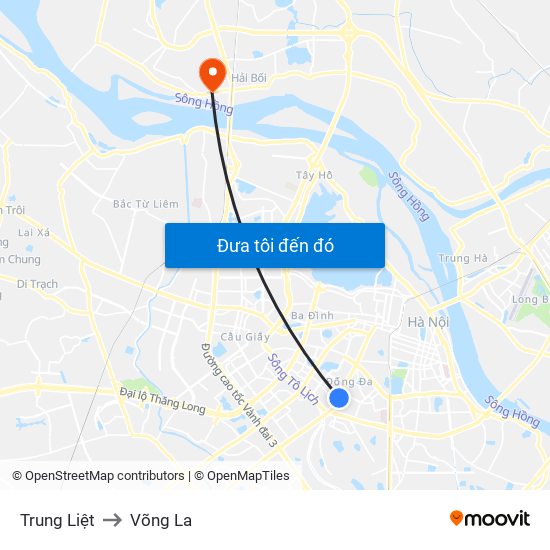 Trung Liệt to Võng La map