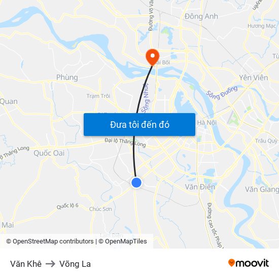 Văn Khê to Võng La map