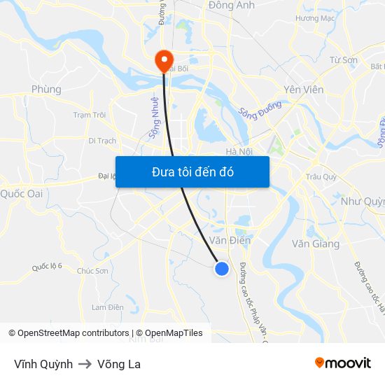 Vĩnh Quỳnh to Võng La map