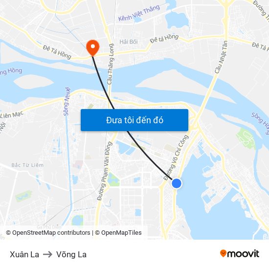 Xuân La to Võng La map