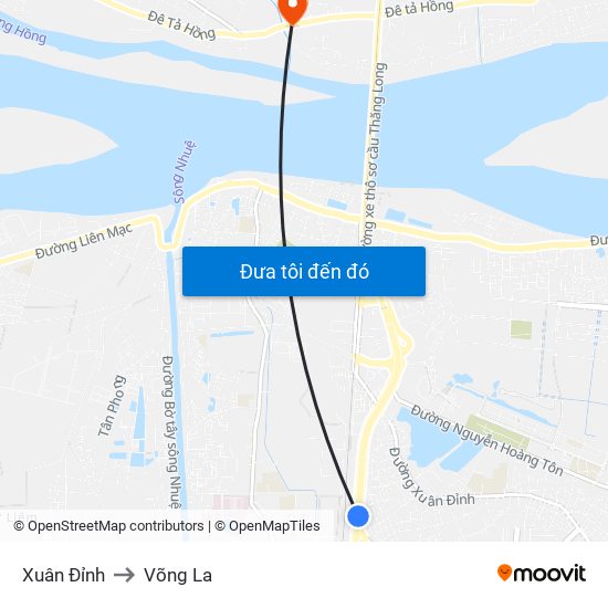 Xuân Đỉnh to Võng La map