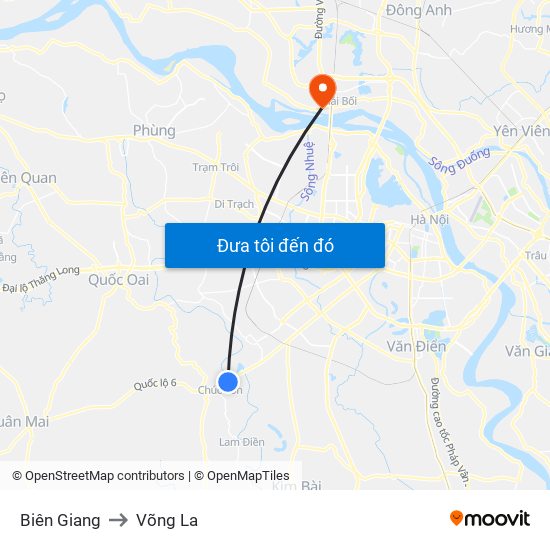 Biên Giang to Võng La map