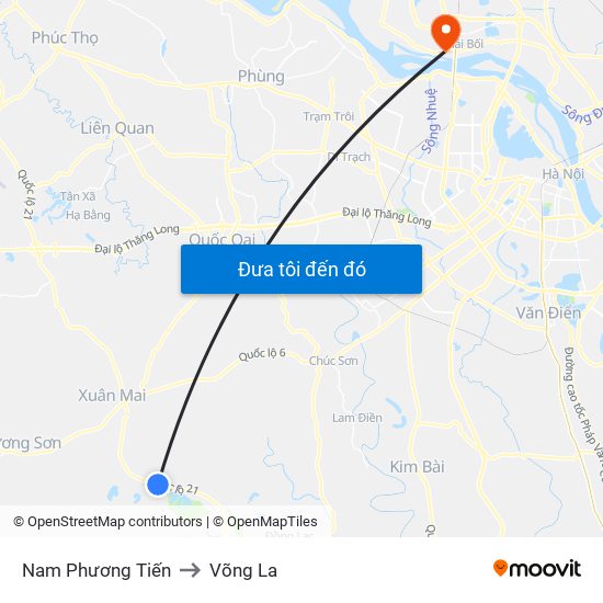 Nam Phương Tiến to Võng La map