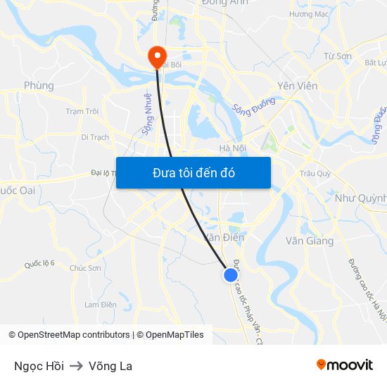 Ngọc Hồi to Võng La map