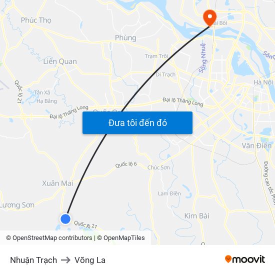 Nhuận Trạch to Võng La map