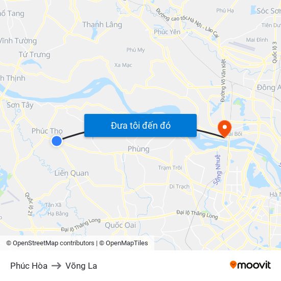 Phúc Hòa to Võng La map