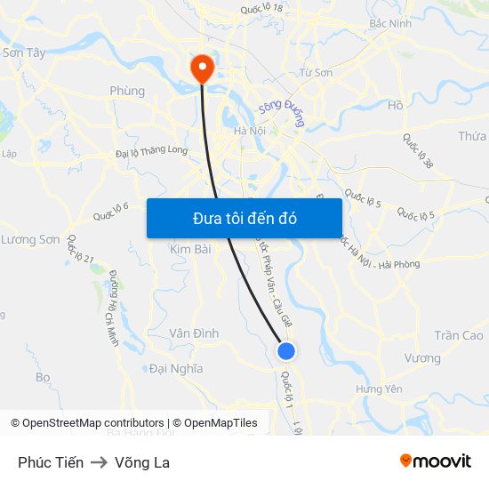 Phúc Tiến to Võng La map