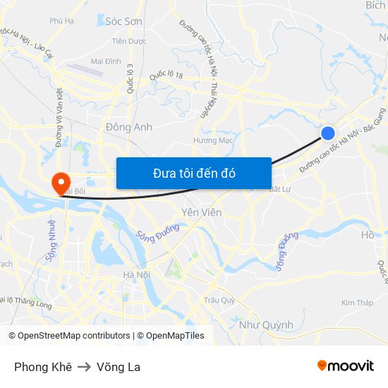 Phong Khê to Võng La map