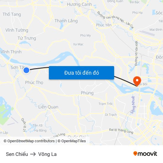 Sen Chiểu to Võng La map