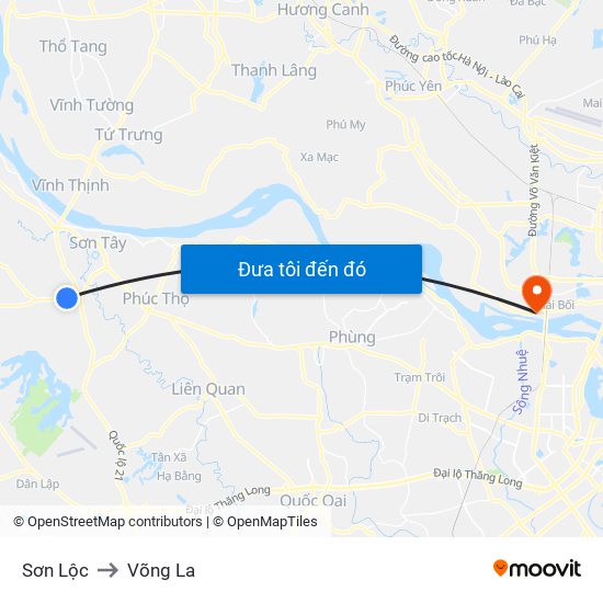 Sơn Lộc to Võng La map