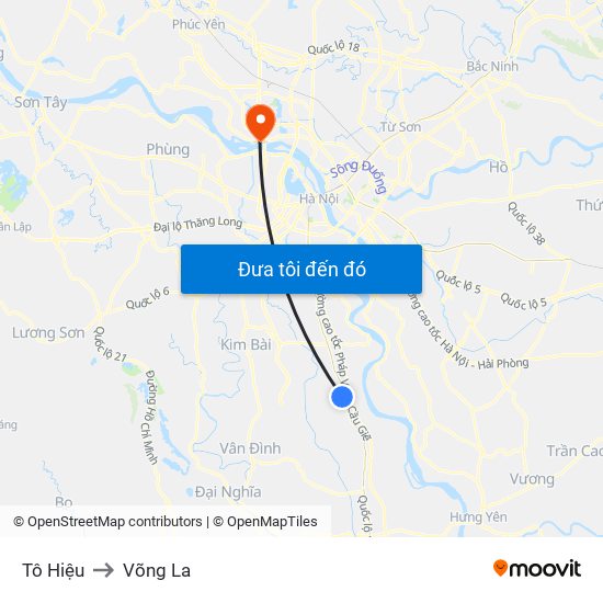 Tô Hiệu to Võng La map