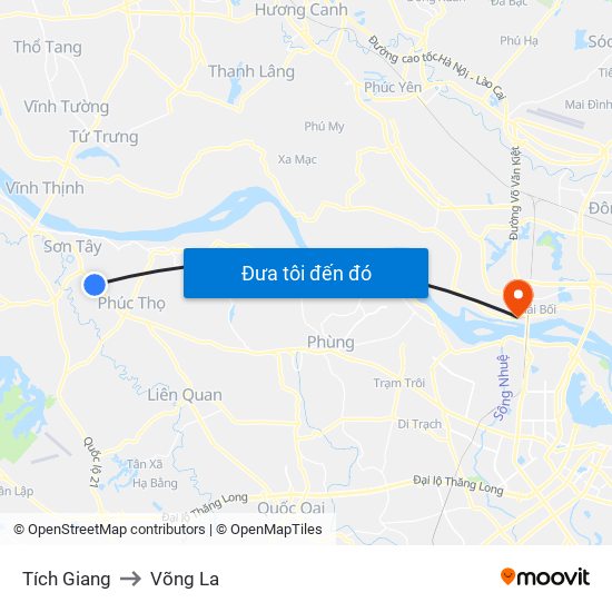 Tích Giang to Võng La map