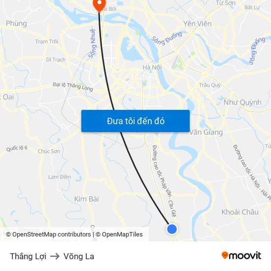 Thắng Lợi to Võng La map