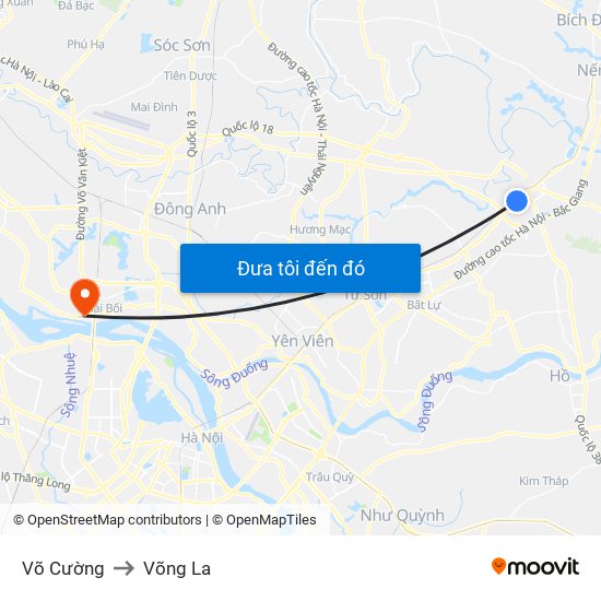 Võ Cường to Võng La map