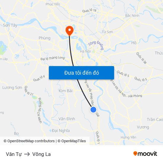 Văn Tự to Võng La map