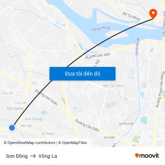 Sơn Đồng to Võng La map