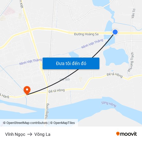 Vĩnh Ngọc to Võng La map