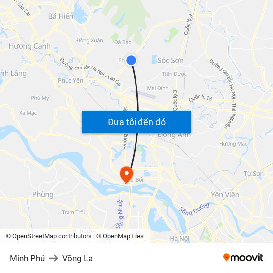 Minh Phú to Võng La map