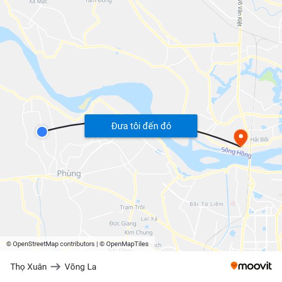 Thọ Xuân to Võng La map