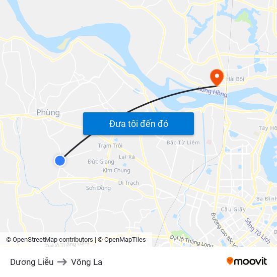 Dương Liễu to Võng La map