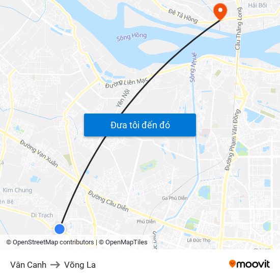 Vân Canh to Võng La map