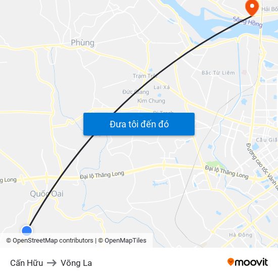 Cấn Hữu to Võng La map
