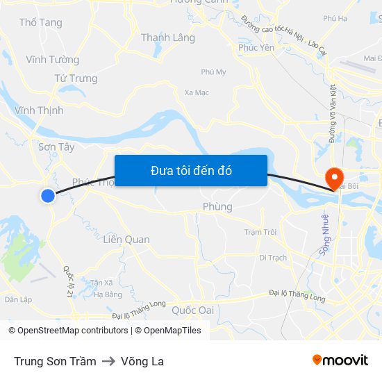 Trung Sơn Trầm to Võng La map