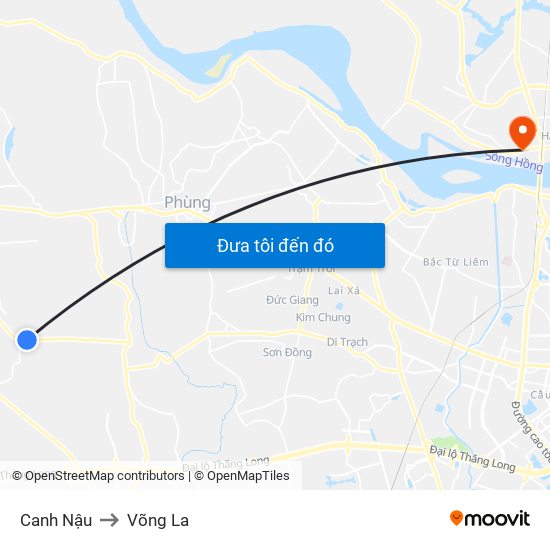 Canh Nậu to Võng La map