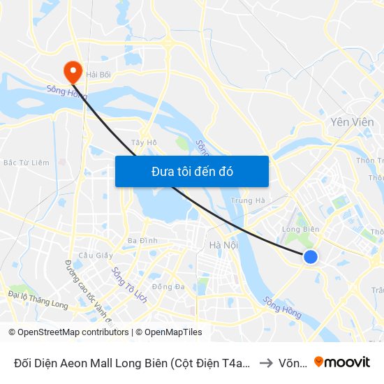 Đối Diện Aeon Mall Long Biên (Cột Điện T4a/2a-B Đường Cổ Linh) to Võng La map