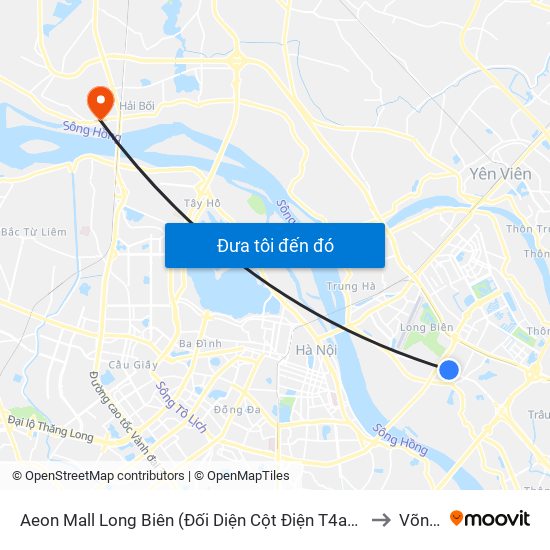 Aeon Mall Long Biên (Đối Diện Cột Điện T4a/2a-B Đường Cổ Linh) to Võng La map