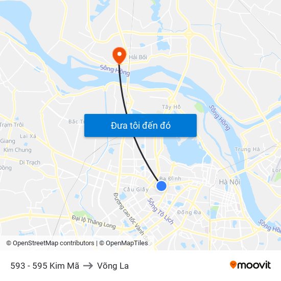 593 - 595 Kim Mã to Võng La map