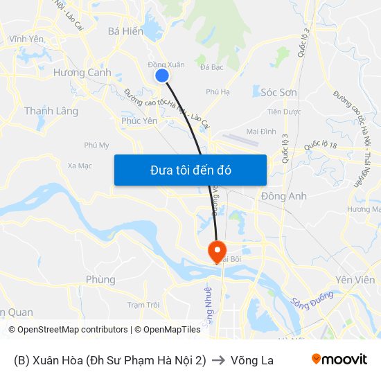 (B) Xuân Hòa (Đh Sư Phạm Hà Nội 2) to Võng La map