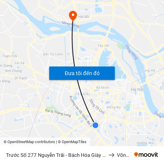 Trước Số 277 Nguyễn Trãi - Bách Hóa Giày Thượng Đình to Võng La map