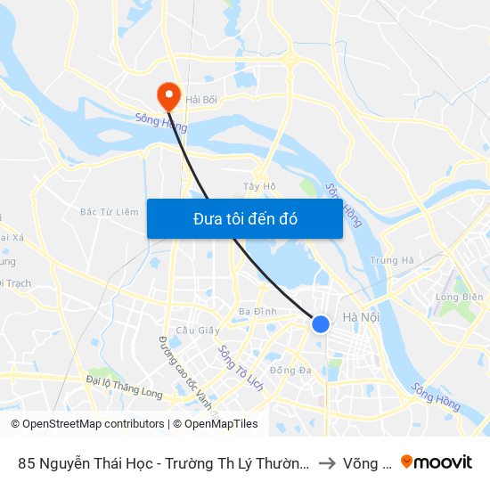 85 Nguyễn Thái Học - Trường Th Lý Thường Kiệt to Võng La map