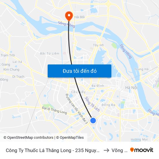Công Ty Thuốc Lá Thăng Long - 235 Nguyễn Trãi to Võng La map