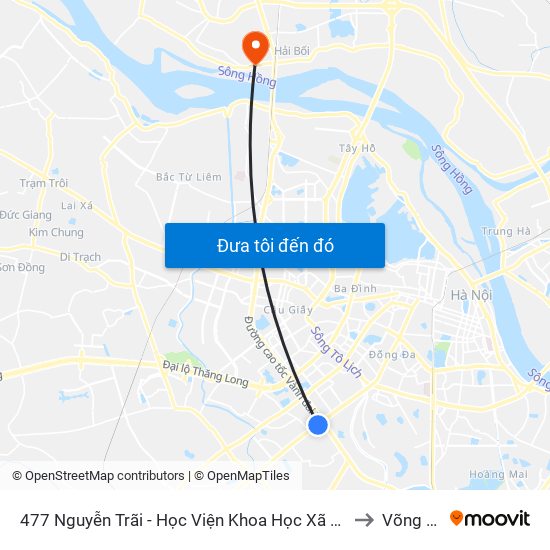 477 Nguyễn Trãi - Học Viện Khoa Học Xã Hội to Võng La map