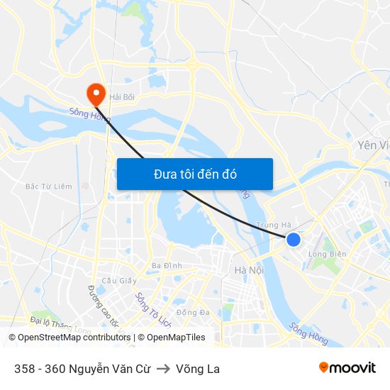 358 - 360 Nguyễn Văn Cừ to Võng La map