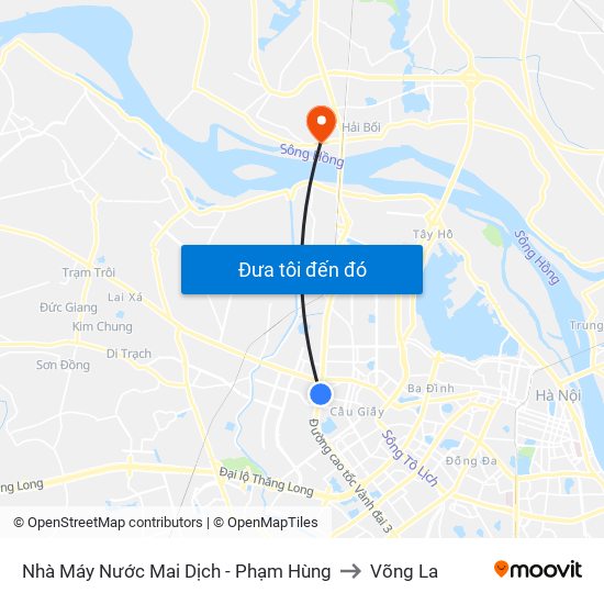 Nhà Máy Nước Mai Dịch - Phạm Hùng to Võng La map