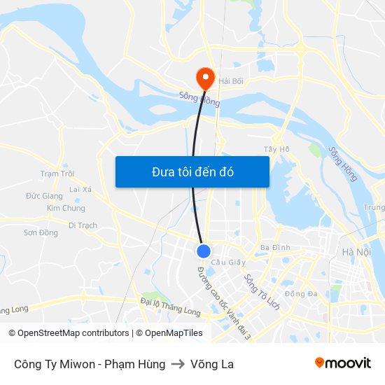 Công Ty Miwon - Phạm Hùng to Võng La map