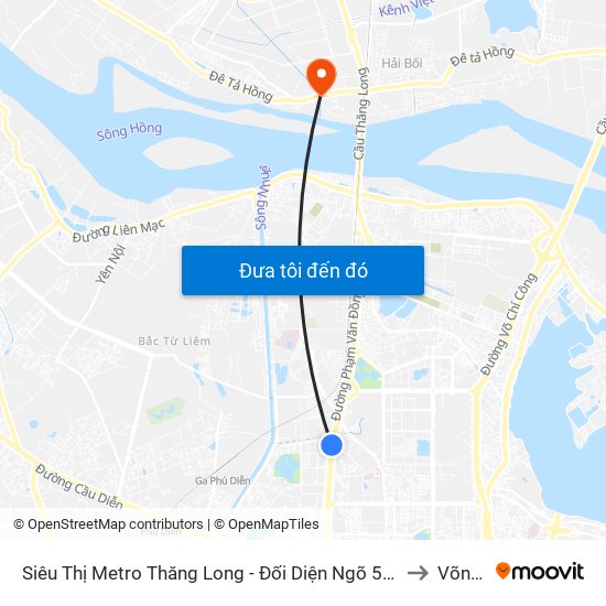 Siêu Thị Metro Thăng Long - Đối Diện Ngõ 599 Phạm Văn Đồng to Võng La map