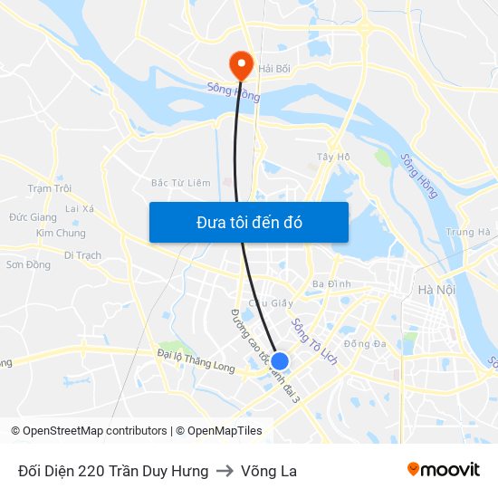 Đối Diện 220 Trần Duy Hưng to Võng La map