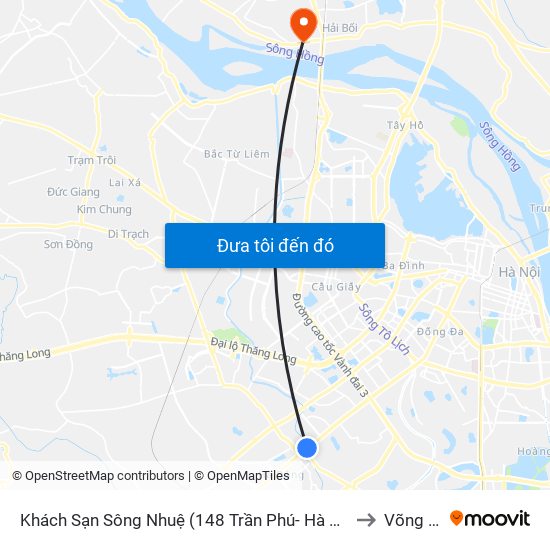 Khách Sạn Sông Nhuệ (148 Trần Phú- Hà Đông) to Võng La map