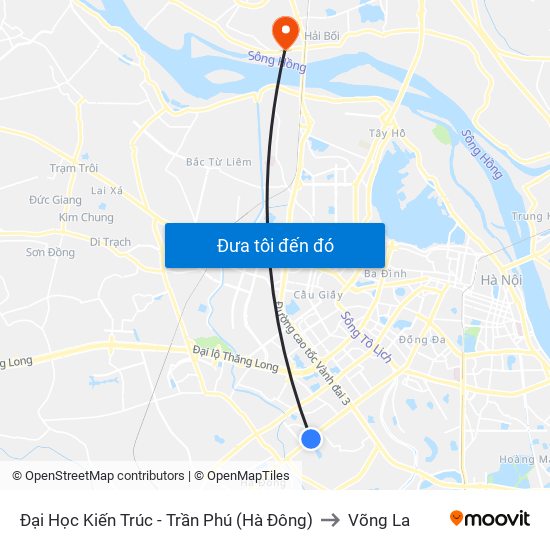 Đại Học Kiến Trúc - Trần Phú (Hà Đông) to Võng La map
