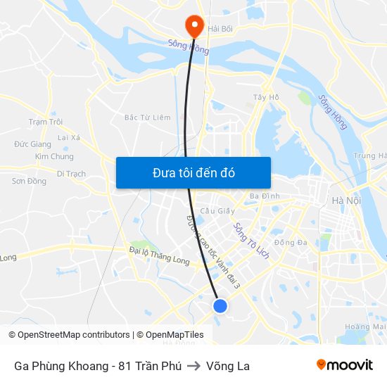 Ga Phùng Khoang - 81 Trần Phú to Võng La map