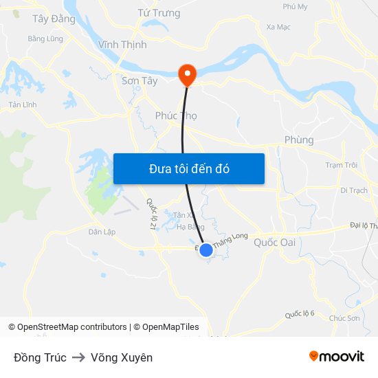 Đồng Trúc to Võng Xuyên map
