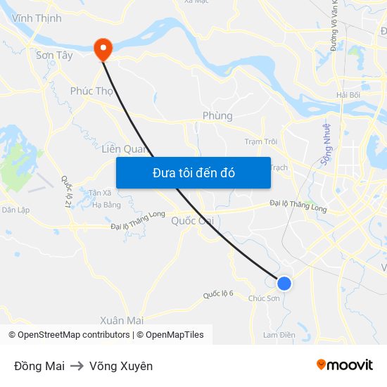 Đồng Mai to Võng Xuyên map