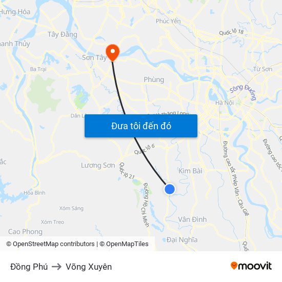 Đồng Phú to Võng Xuyên map