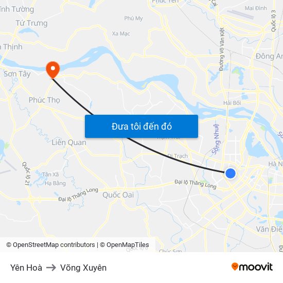 Yên Hoà to Võng Xuyên map