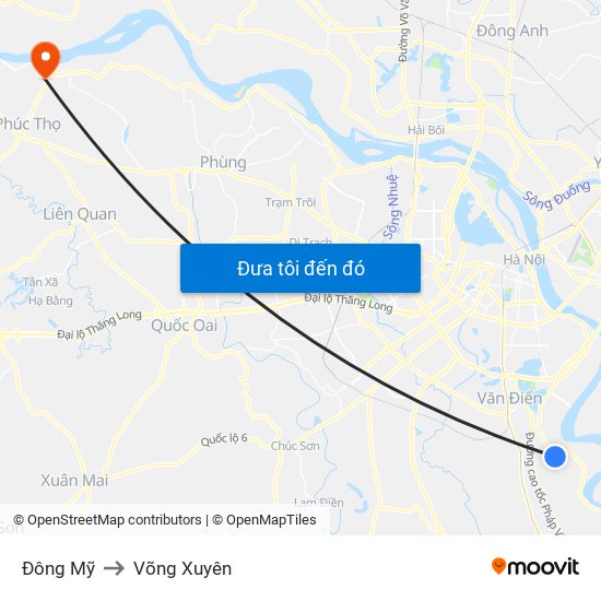 Đông Mỹ to Võng Xuyên map